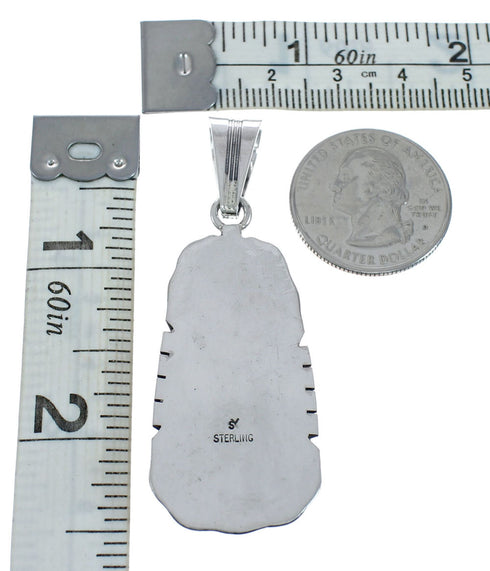 Native American Turquoise Tear Drop Genuine Sterling Silver Pendant AX128886