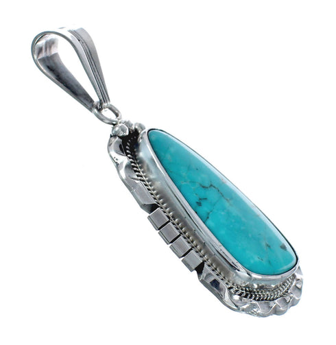 Native American Turquoise Tear Drop Genuine Sterling Silver Pendant AX128889