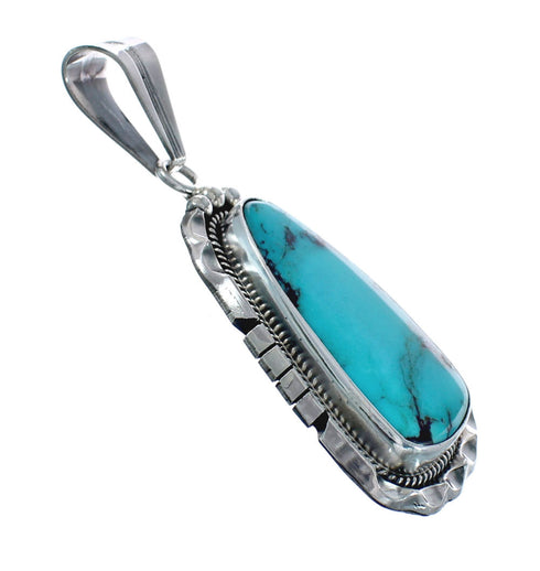 Native American Turquoise Tear Drop Genuine Sterling Silver Pendant AX128890