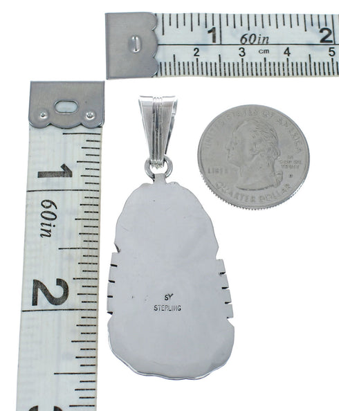 Native American Turquoise Tear Drop Genuine Sterling Silver Pendant AX128890