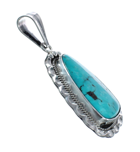 Native American Turquoise Tear Drop Genuine Sterling Silver Pendant AX128892