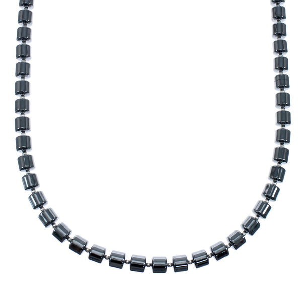 Hematite Genuine Sterling Silver Southwest Bead Necklace JX128481