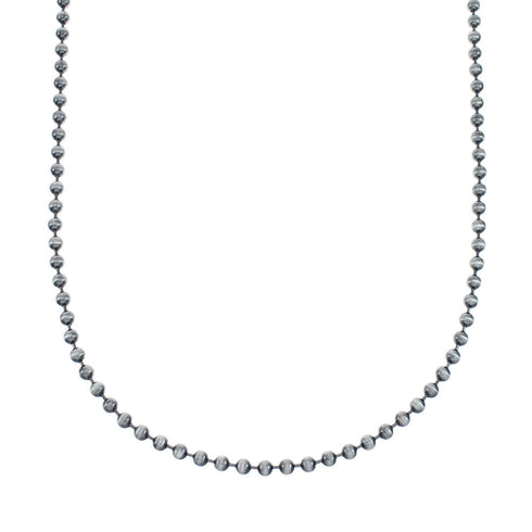 Native American Genuine Old Pawn Style Sterling Silver Bead Necklace JX128943