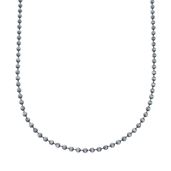 Native American Genuine Old Pawn Style Sterling Silver Bead Necklace JX128943