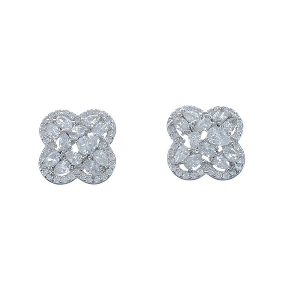 Cubic Zirconia Genuine Sterling Silver Post Earrings JX128567