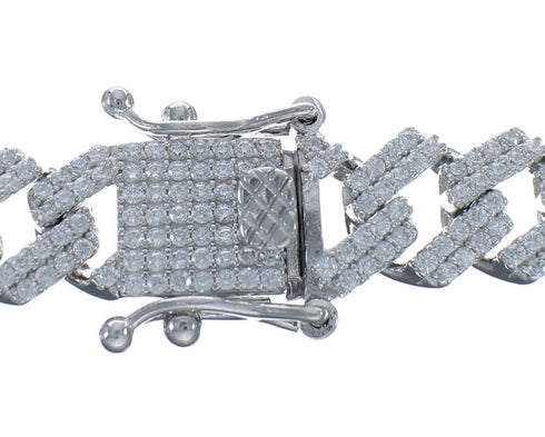 Sterling Silver Cubic Zirconia Chain Bracelet JX128543