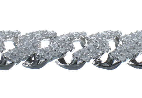 Sterling Silver Cubic Zirconia Chain Bracelet JX128543