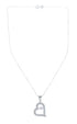 Cubic Zirconia Heart Pendant Silver Italian Necklace JX128566