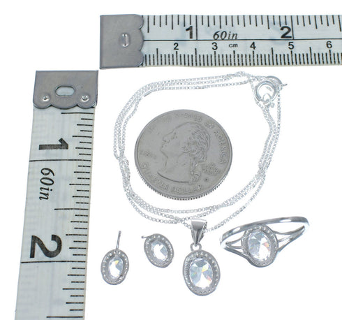 Cubic Zirconia Sterling Silver Southwestern Set JX128593