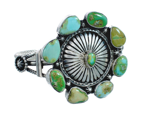 Navajo Turquoise Multistone Sterling Silver Cuff Bracelet JX128698