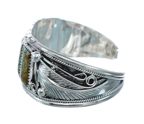 Navajo Turquoise Multistone Leaf Sterling Silver Cuff Bracelet JX128677
