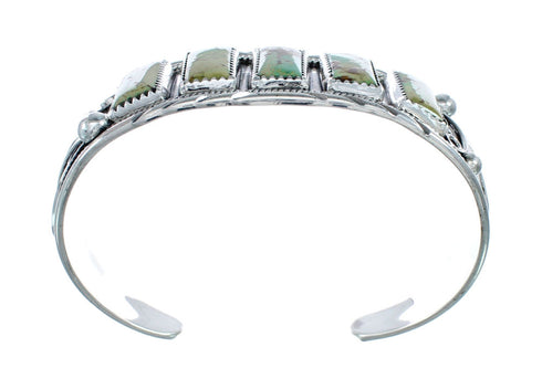 Navajo Turquoise Multistone Leaf Sterling Silver Cuff Bracelet JX128677