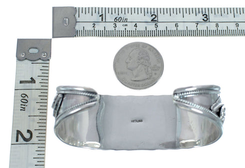 Navajo Turquoise Multistone Leaf Sterling Silver Cuff Bracelet JX128677