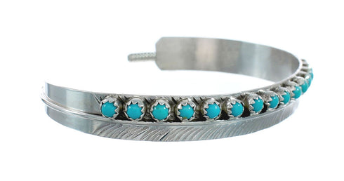 Navajo Turquoise Multistone Sterling Silver Leaf Cuff Bracelet JX128691