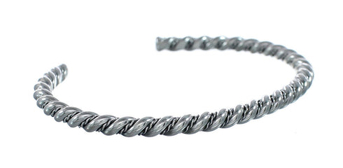 Navajo Genuine Twisted Sterling Silver Cuff Bracelet JX128724
