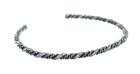 Navajo Genuine Twisted Sterling Silver Cuff Bracelet JX128766