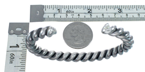 Navajo Genuine Twisted Sterling Silver Cuff Bracelet JX128721