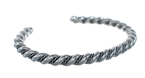 Navajo Genuine Twisted Sterling Silver Cuff Bracelet JX128787