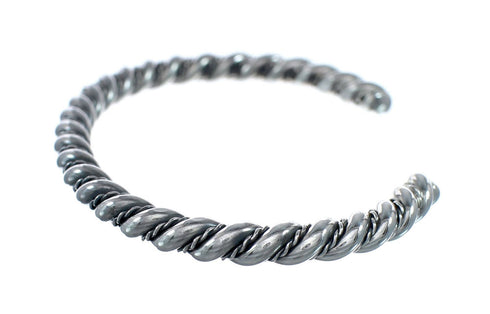 Navajo Genuine Twisted Sterling Silver Cuff Bracelet JX128787