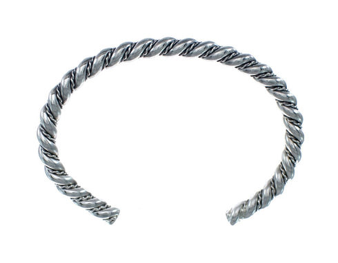 Navajo Genuine Twisted Sterling Silver Cuff Bracelet JX128787