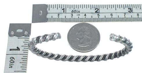 Navajo Genuine Twisted Sterling Silver Cuff Bracelet JX128787