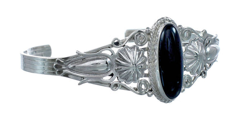 Onyx Authentic Sterling Silver Navajo Cuff Bracelet JX128745