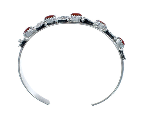 Native American Navajo Flower Coral Cuff Bracelet JX128775