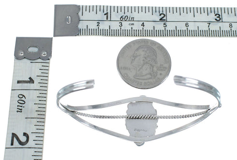 Sterling Silver Turquoise And Coral Navajo Leaf And Flower Cuff Bracelet JX128763