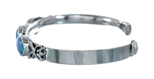 Blue Opal Sterling Silver Native American Cuff Bracelet JX128797