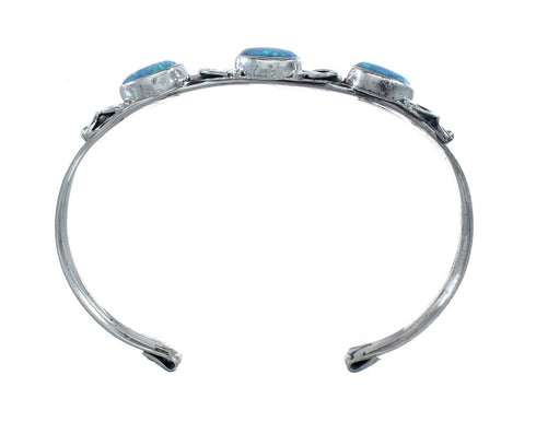 Blue Opal Sterling Silver Native American Cuff Bracelet JX128797