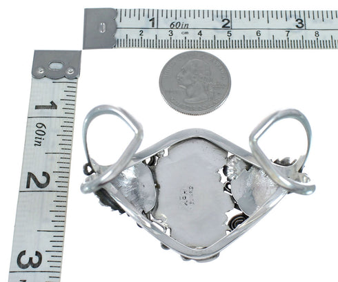 Sterling Silver Turquoise And Coral Navajo Leaf And Flower Cuff Bracelet JX128789