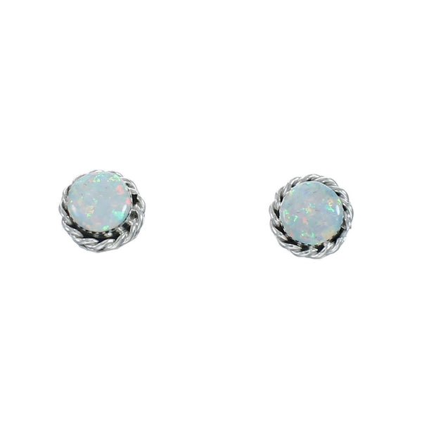 Sterling Silver Opal Zuni Post Stud Earrings AX129119