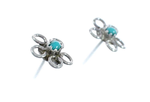 Sterling Silver Turquoise Navajo Flower Post Stud Earrings AX129129