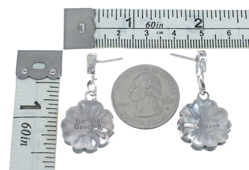 Sterling Silver Zuni Indian Sunface Multicolor Inlay Post Dangle Earrings AX129139