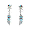 Native American Navajo Multicolor Sterling Silver Feather Post Dangle Earrings AX129146