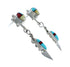 Native American Navajo Multicolor Sterling Silver Feather Post Dangle Earrings AX129146