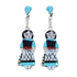 Sterling Silver Zuni Multicolor Inlay Storyteller Woman Post Dangle Earrings AX129208