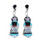 Sterling Silver Zuni Multicolor Inlay Storyteller Woman Post Dangle Earrings AX129210