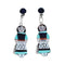 Sterling Silver Zuni Multicolor Inlay Storyteller Woman Post Dangle Earrings AX129211
