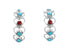Native American Turquoise And Coral Genuine Sterling Silver Heart Post Hoop Earrings AX129214