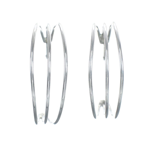 Native American Sterling Silver Post Hoop Earrings JX128923