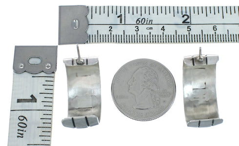 Genuine Sterling Silver And 14KG Navajo Post Hoop Earrings JX128932