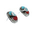 Turquoise Coral Zuni Effie Calavaza Silver Snake Post Earrings JX128913