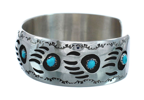 Native American Sterling Silver Turquoise Bear Paw Cuff Bracelet JX128854