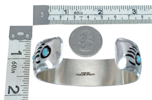 Native American Sterling Silver Turquoise Bear Paw Cuff Bracelet JX128854