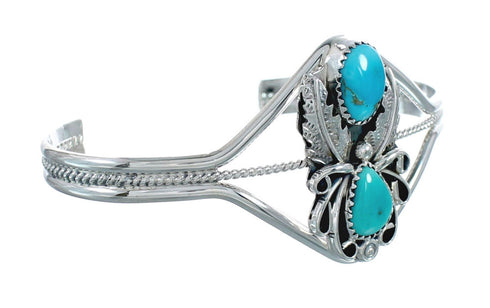 Native American Genuine Sterling Silver Turquoise Stone Cuff Bracelet JX128809