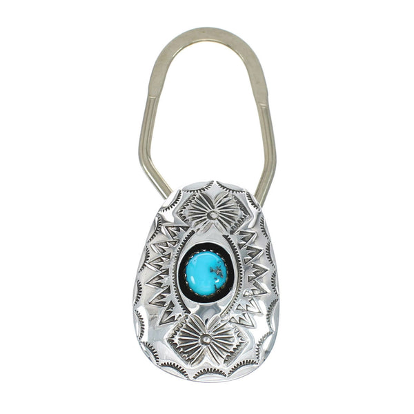 Native American Authentic Sterling Silver Turquoise Key Chain JX129069