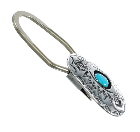 Native American Authentic Sterling Silver Turquoise Key Chain JX129069