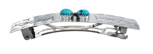 Native American Navajo Turquoise Sterling Silver Hair Barrette JX129040