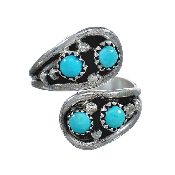 Navajo Indian Sterling Silver And Turquoise Adjustable Ring Size 8, 9, 10 JX128991